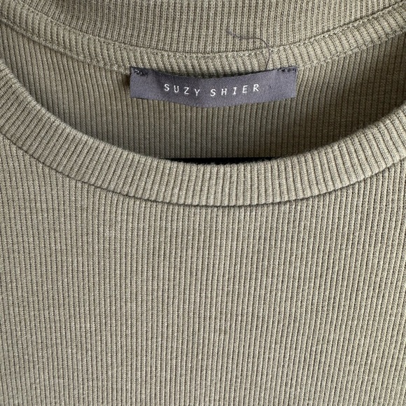 Khaki Green 3/4 Length Sleeve Ruched Dress - Picture 8 of 10